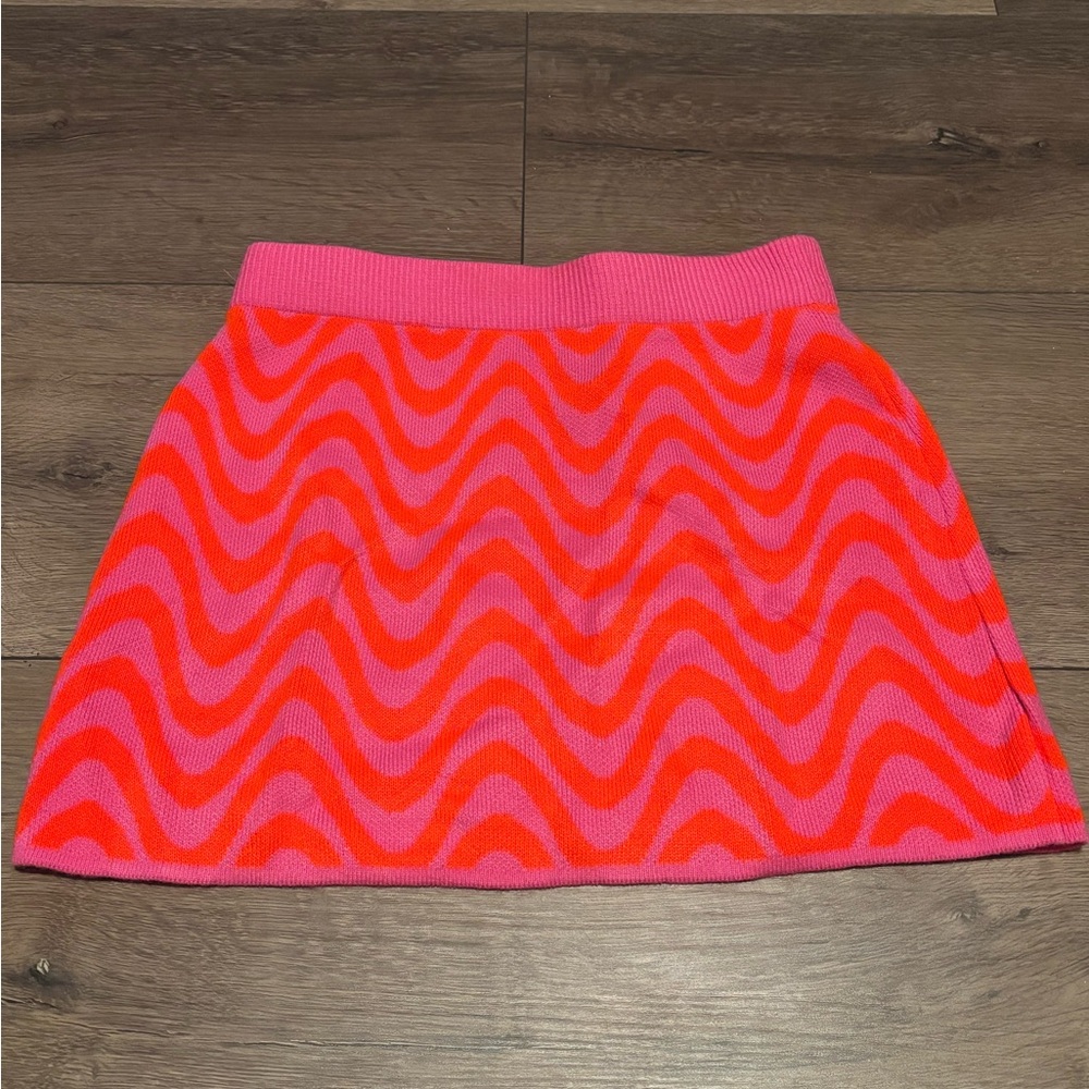 H&M Pink and Orange A-Line Mini Skirt